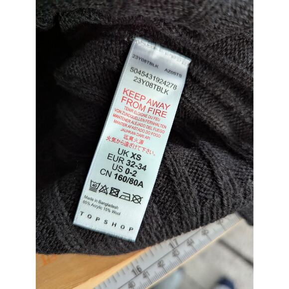 Black Knit Ribbed Sweater Funnel Neck Topshop - Picture 6 of 12